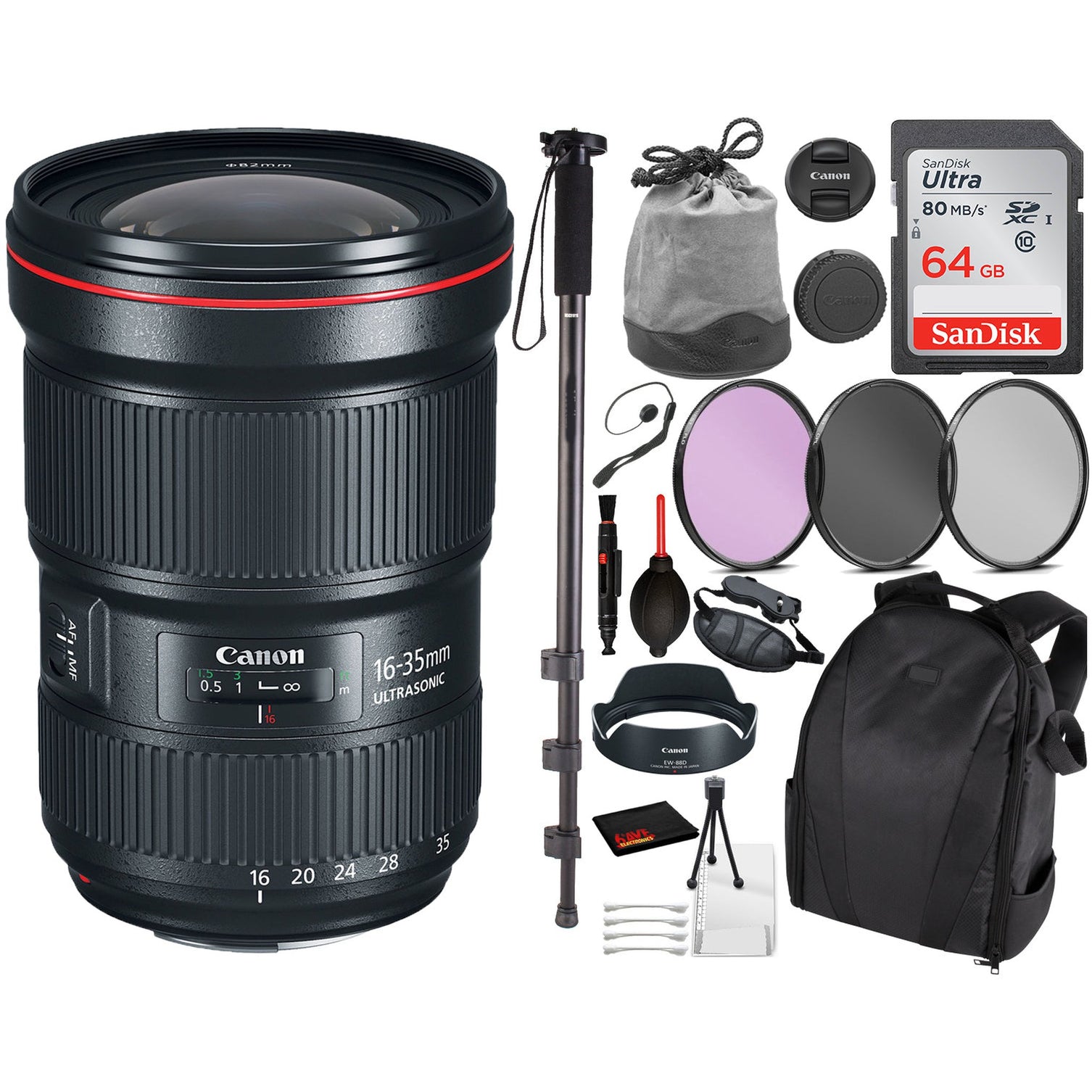 Canon EF 16-35mm f/2.8L III USM Lens 0573C002 Essential Bundle Kit for Canon EOS - International Model No Warranty