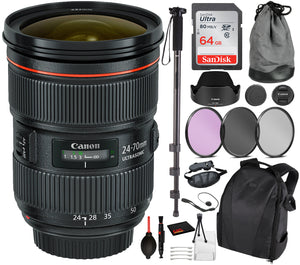 Canon EF 24-70mm f/2.8L II USM Lens 5175B002 Essential Bundle Kit for Canon EOS - International Model No Warranty