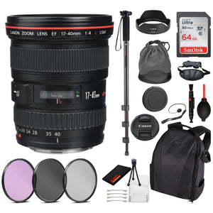 Canon EF 17-40mm f/4L USM Lens 8806A002 Essential Bundle for Canon EOS - International Model No Warranty Canon