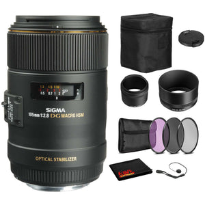 Sigma 105mm f/2.8 EX DG OS HSM Macro Lens for Nikon F with Bundle: 3pc Filter Kit + More Sigma