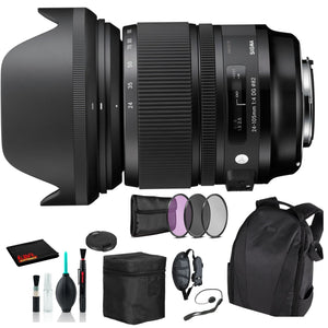Sigma 24-105mm f/4 DG OS HSM Art Lens for Nikon F with Essential Bundle: Backpack + 3PC Filter + More Sigma