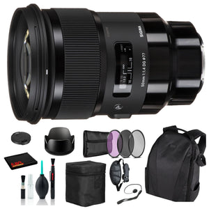 Sigma 50mm f/1.4 DG HSM Art Lens for Sony E with Essential Bundle: Backpack + 3PC Filter + More Sigma