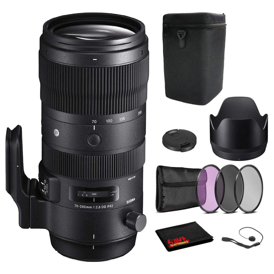 Sigma 70-200mm f/2.8 DG OS HSM Sports Lens for Canon EF with Bundle: 3pc Filter Kit + More