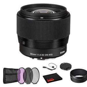 Sigma 56mm f/1.4 DC DN Contemporary Lens for Micro Four Thirds with Bundle: 3pc Filter Kit + More Sigma