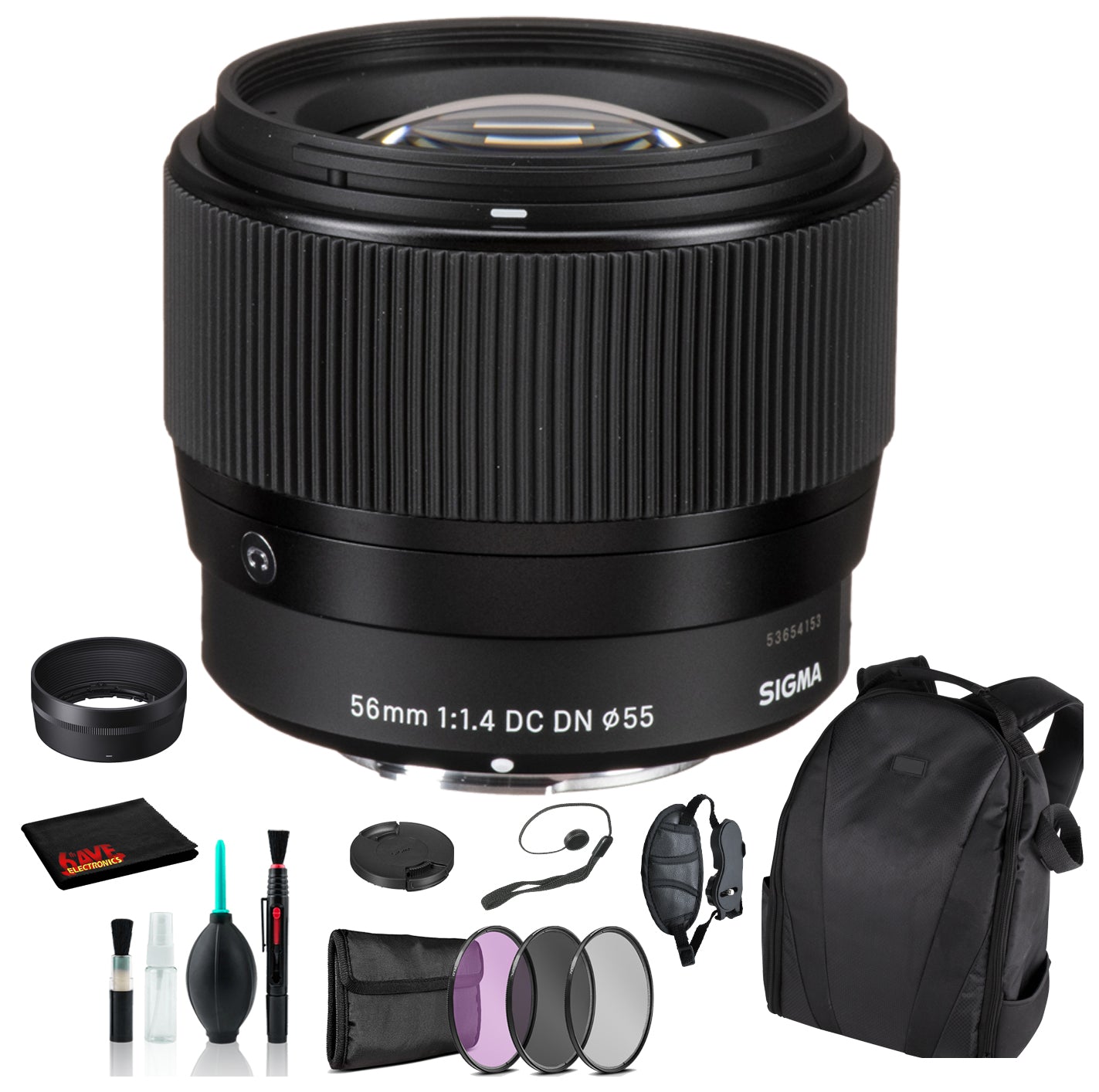 Sigma 56mm f/1.4 DC DN Contemporary Lens for Micro Four Thirds with Advance Bundle: Backpack + Sandisk 64gb SD+ More