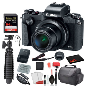 Canon PowerShot G1 X Mark III Digital Camera with SanDisk 64gb Extreme Pro SD card + Deluxe Cleaning Kit + MORE Canon