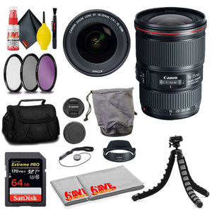 Canon EF 16-35mm f/4L IS USM Lens + SanDisk 64GB Card + MORE Canon