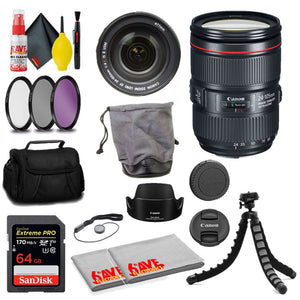 Canon EF 24-105mm f/4L IS II USM Lens + SanDisk 64GB Card + MORE Canon