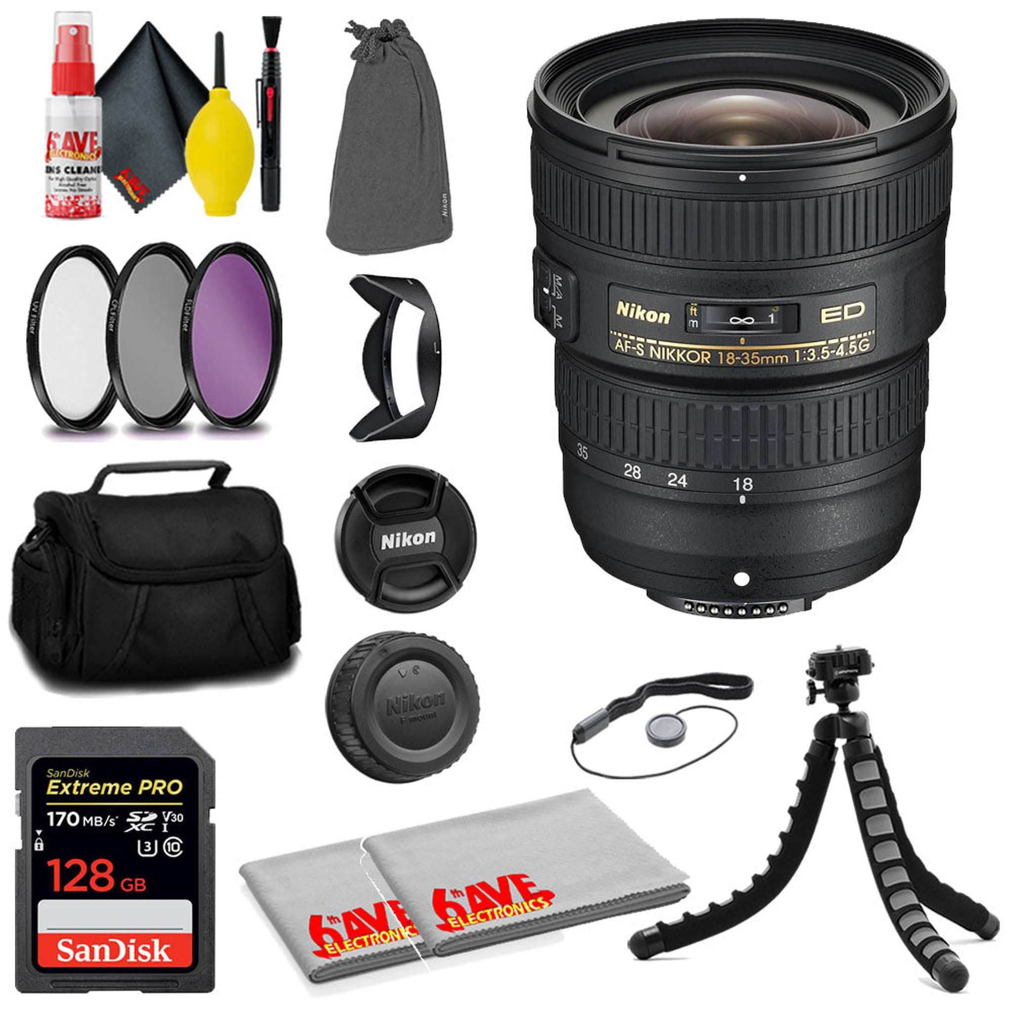 Nikon AF-S NIKKOR 18-35mm f/3.5-4.5G ED Lens Intl Model + MORE Nikon