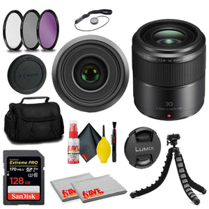 Panasonic Lumix G Macro 30mm f/2.8 ASPH. MEGA O.I.S. Lens + 128GB Card + MORE Panasonic