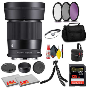 Sigma 30mm f/1.4 DC DN Contemporary Lens for Leica L+ Memory Card + MORE Sigma