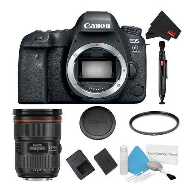 Canon EOS 6D Mark II DSLR Camera (Body Only) Basic Filter Bundle + Bonus Canon EF 24-70mm f/2.8L II USM Lens - Internati