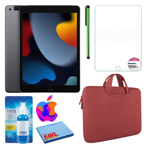 Apple 10.2" iPad 2021, 256GB, Wi-Fi, Space Gray and Zipper Sleeve Bundle Apple