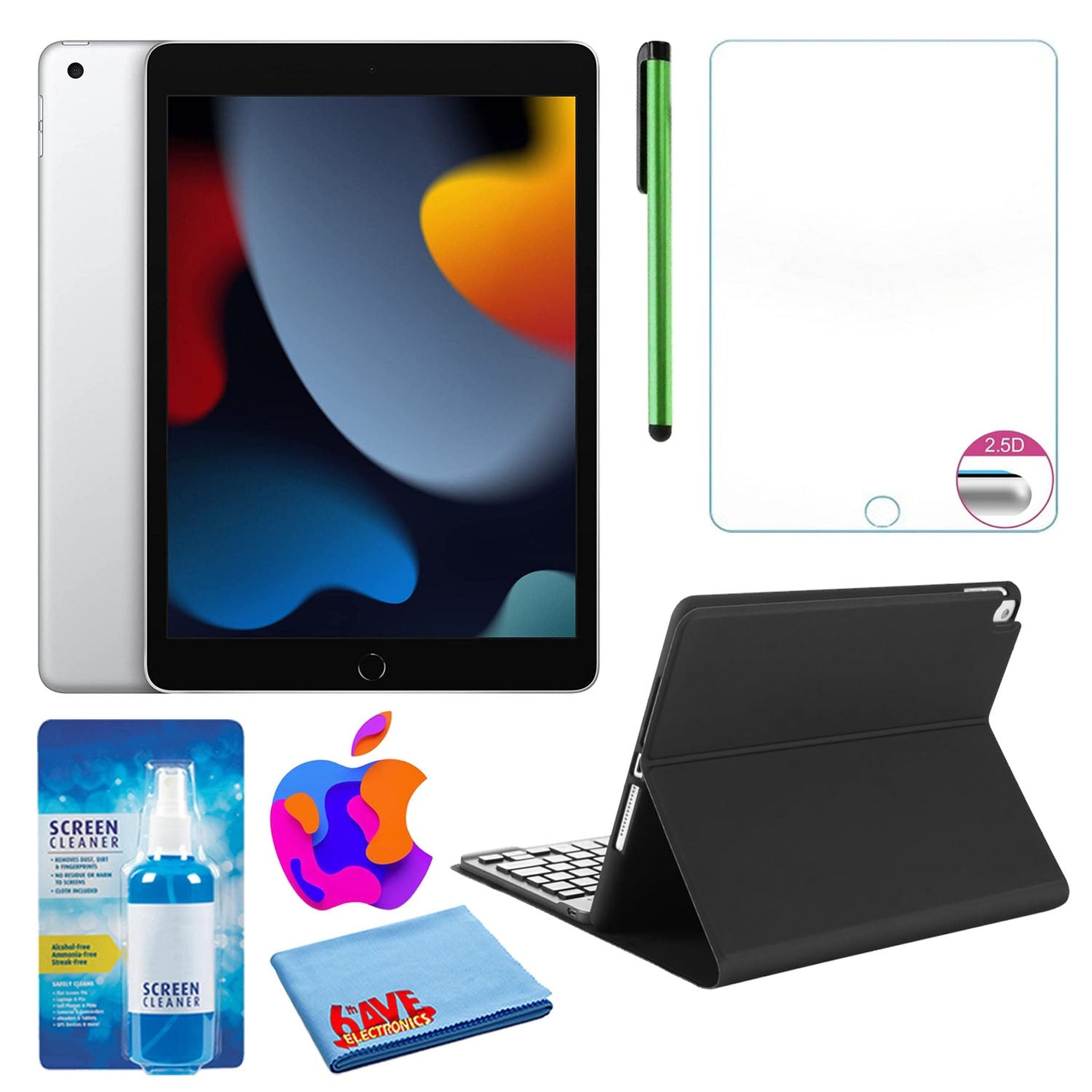 Apple 10.2" iPad 2021, 64GB, Wi-Fi, Silver and Portfolio Keyboard Case Apple