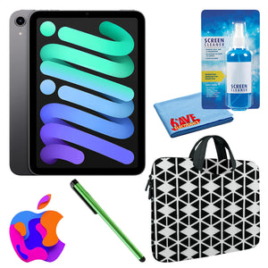 Apple iPad Mini 6 64GB, Cellular, Space Gray Bundle with Zipper Sleeve