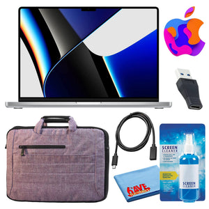 Apple MacBook Pro 14" Laptop 2021, M1 Pro, 512GB/1TB, Silver Travel Bundle - Like New Apple