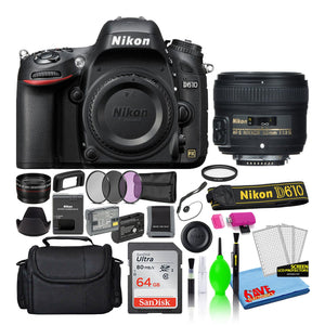 Nikon D610 Digital Camera with 50mm Lens 13550 + 64GB Card + Camera Bag Intl