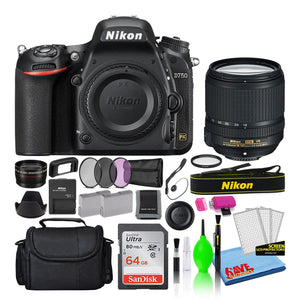 Nikon D750 Digital Camera with 18-140mm VR Lens 1581 + 64GB Card + Bag Intl - Reconditioned Nikon