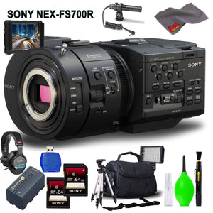 Sony NEX-FS700R Super 35 Camcorder Body Only Accessory Bundle with Memory Card Kit, Carrying Case, 7" Monitor, Condenser Mic, Stereo Headphones Bundle