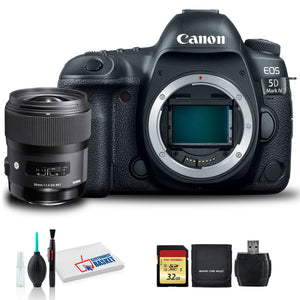 Canon EOS 5D Mark IV DSLR Camera with Sigma 35mm f/1.4 DG HSM Art Lens, Lens Cleaning Kit, 32GB Memory Kit, More Intl Model Canon