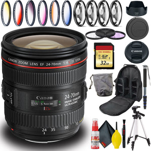 Canon EF 24-70mm USM Lens Intl Model Includes Filters, Tripod, Bag, and More