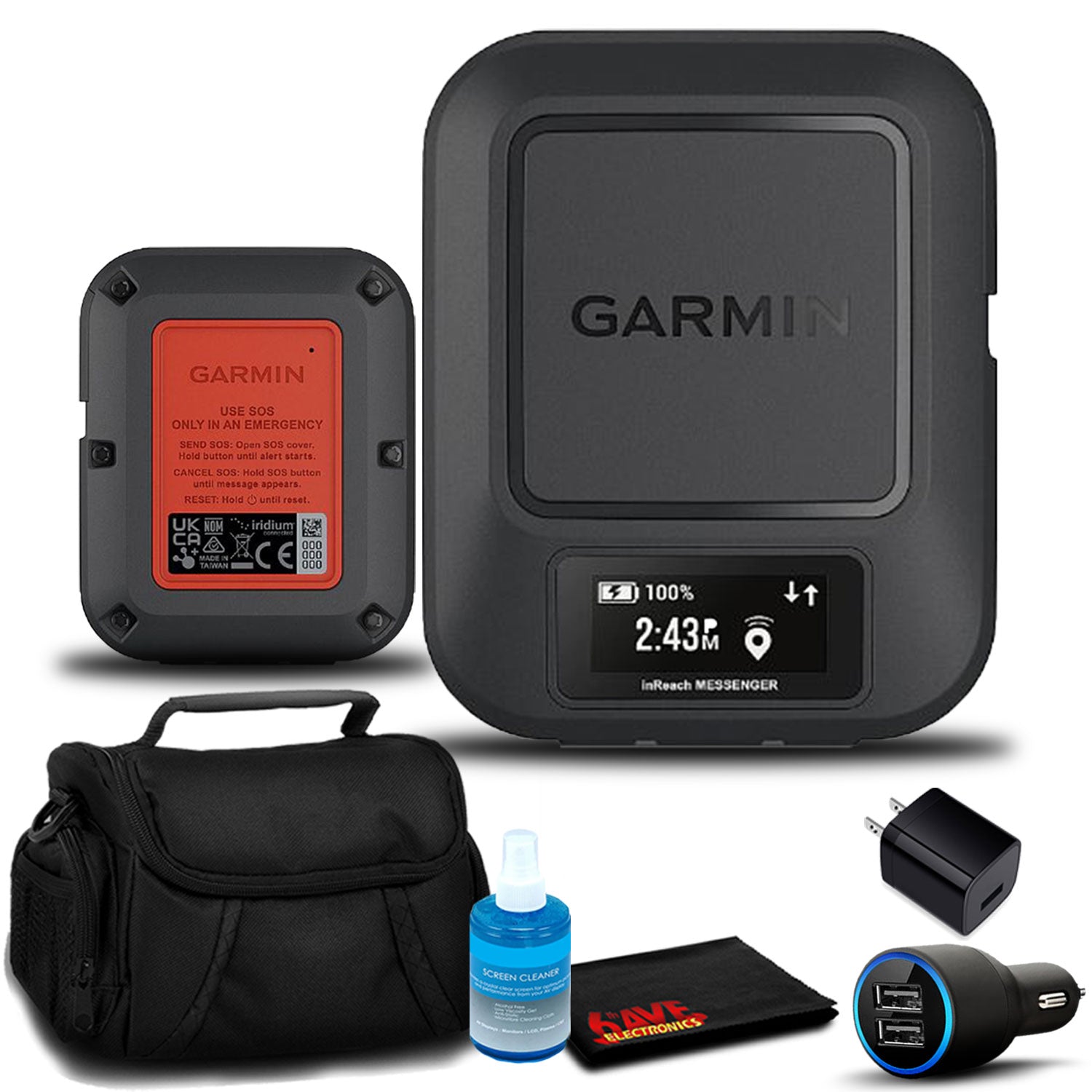 Garmin inReach Messenger GPS with Bag, Float Strap, and Adapters