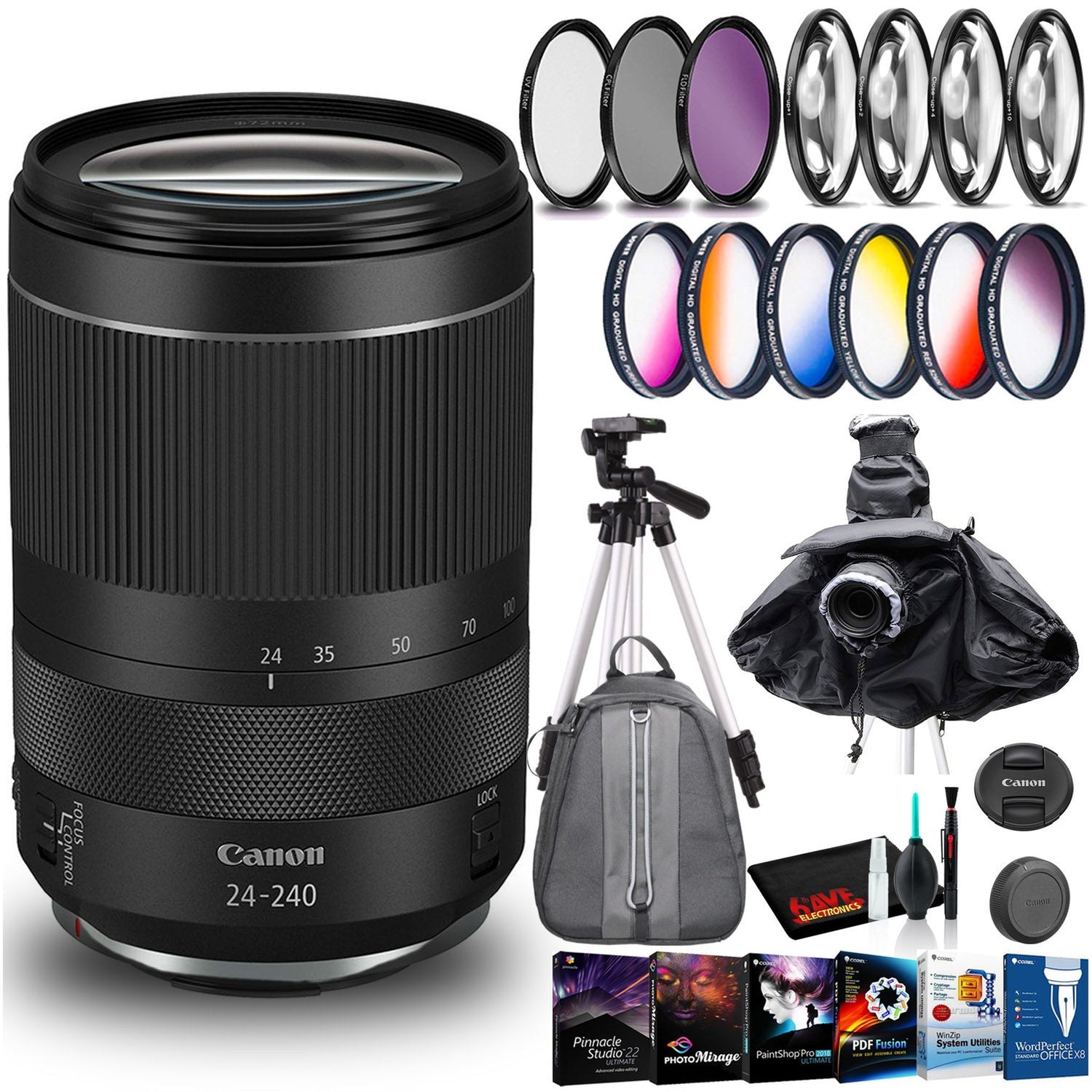 Canon RF 24-240mm f/4-6.3 IS USM Lens (International Model) Exclusive Pro Kit