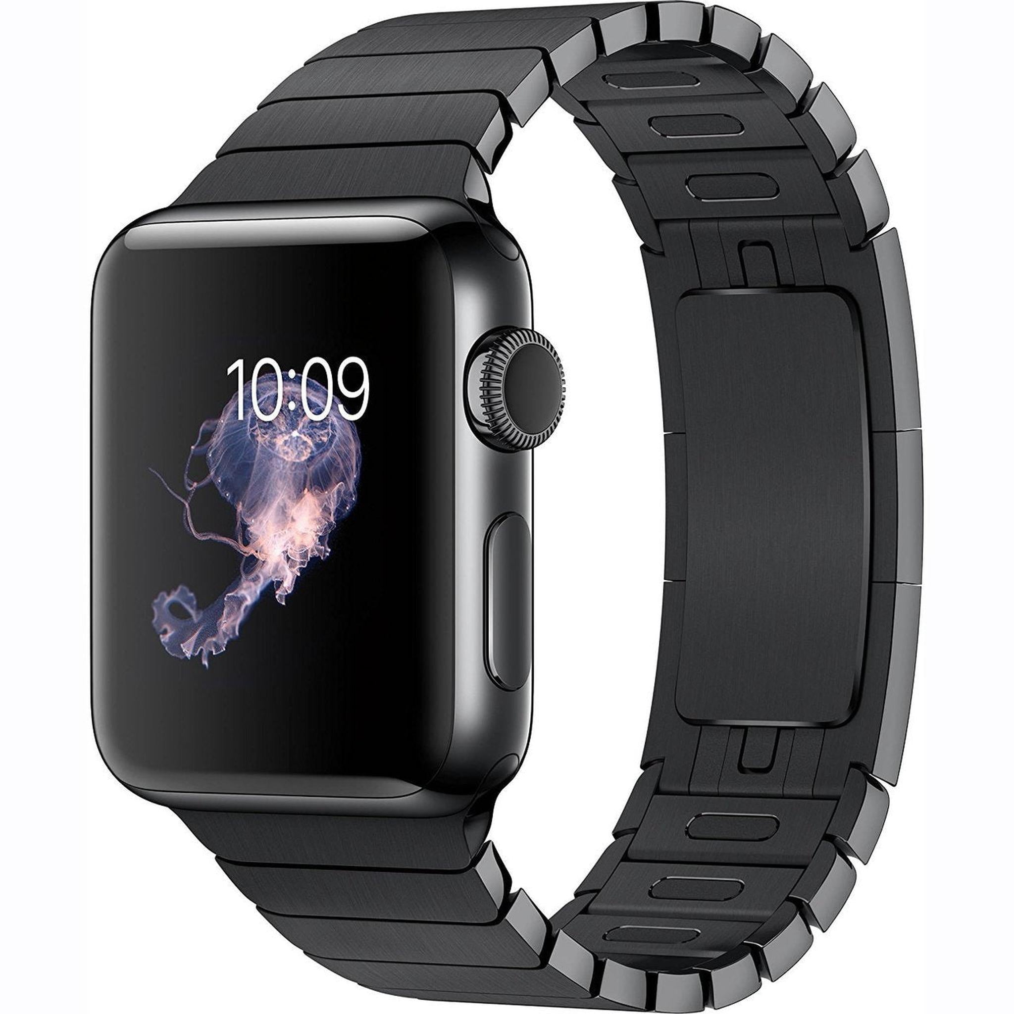Apple Watch Series 2 38mm Smartwatch Space Black Stainless Steel Case & Link Band + WATCH BAND ROSE GOLD MESH 38mm Bundle
