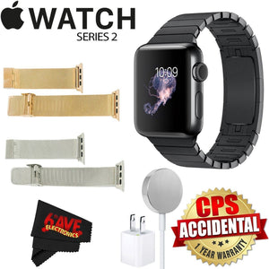 Apple Watch Series 2 38mm Smartwatch Space Black Stainless Steel Case & Link Band + WATCH BAND ROSE GOLD MESH 38mm Bundle