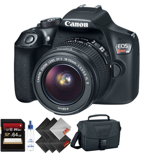 Canon EOS Rebel T6 DSLR Camera with 18-55mm Lens + 64GB Memory Card + 2 Year Accidental Warranty - Used Canon