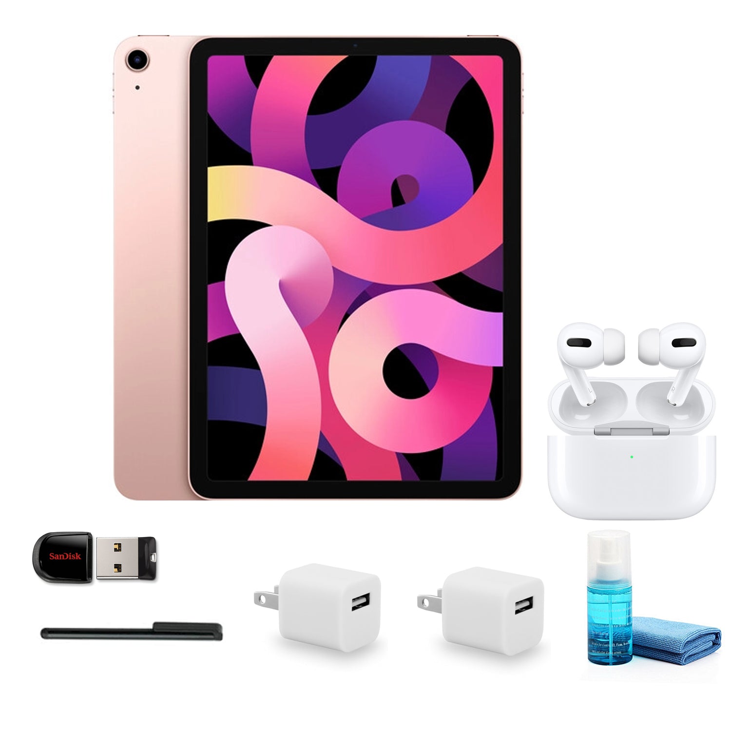 Apple 10.9 Inch iPad Air (4th Gen, 64GB, Rose Gold) with Apple AirPods Pro