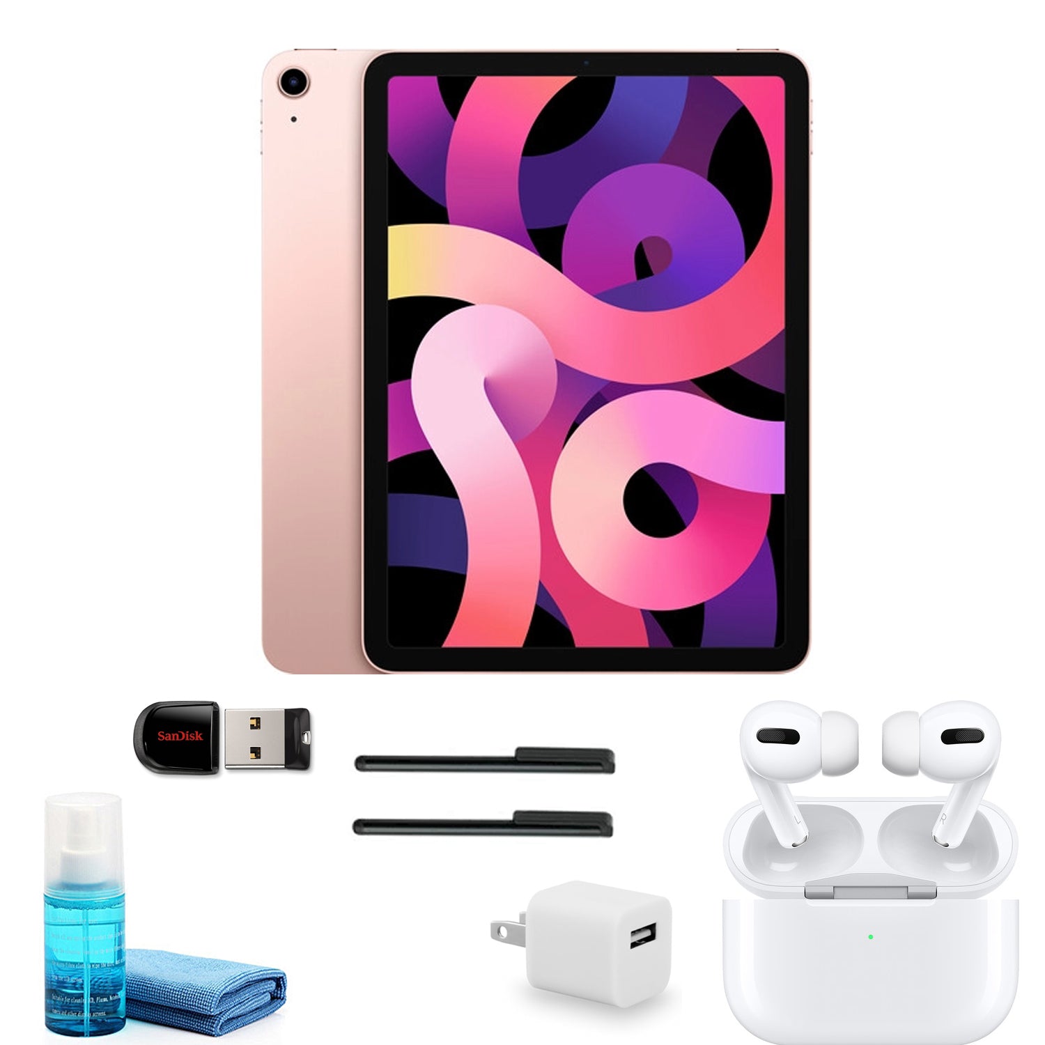 Apple iPad Air 10.9 Inch (64GB, Rose Gold) with Apple AirPods Pro and more