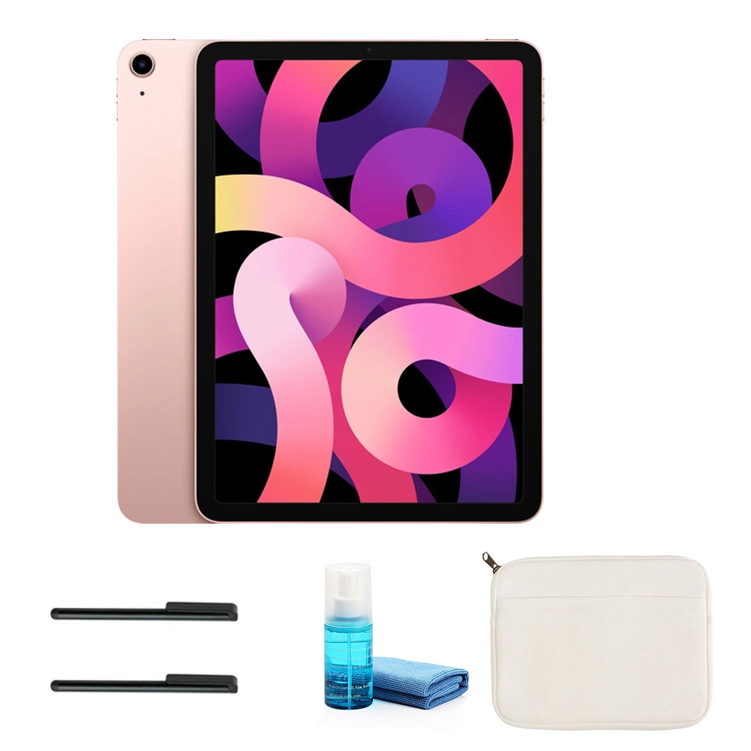 Apple iPad Air 10.9 Inch (64GB, Wi-Fi Only, Rose Gold)) with White Sleeve Bundle