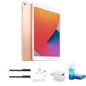Apple 10.2 Inch iPad 8th Gen, 128GB, Wi-Fi Only, Gold with Wired Earbuds Bundle
