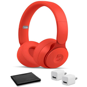 Beats Solo Pro Wireless On-Ear Headphones - Red with USB Adapter Cubes - Used BeatsByDre