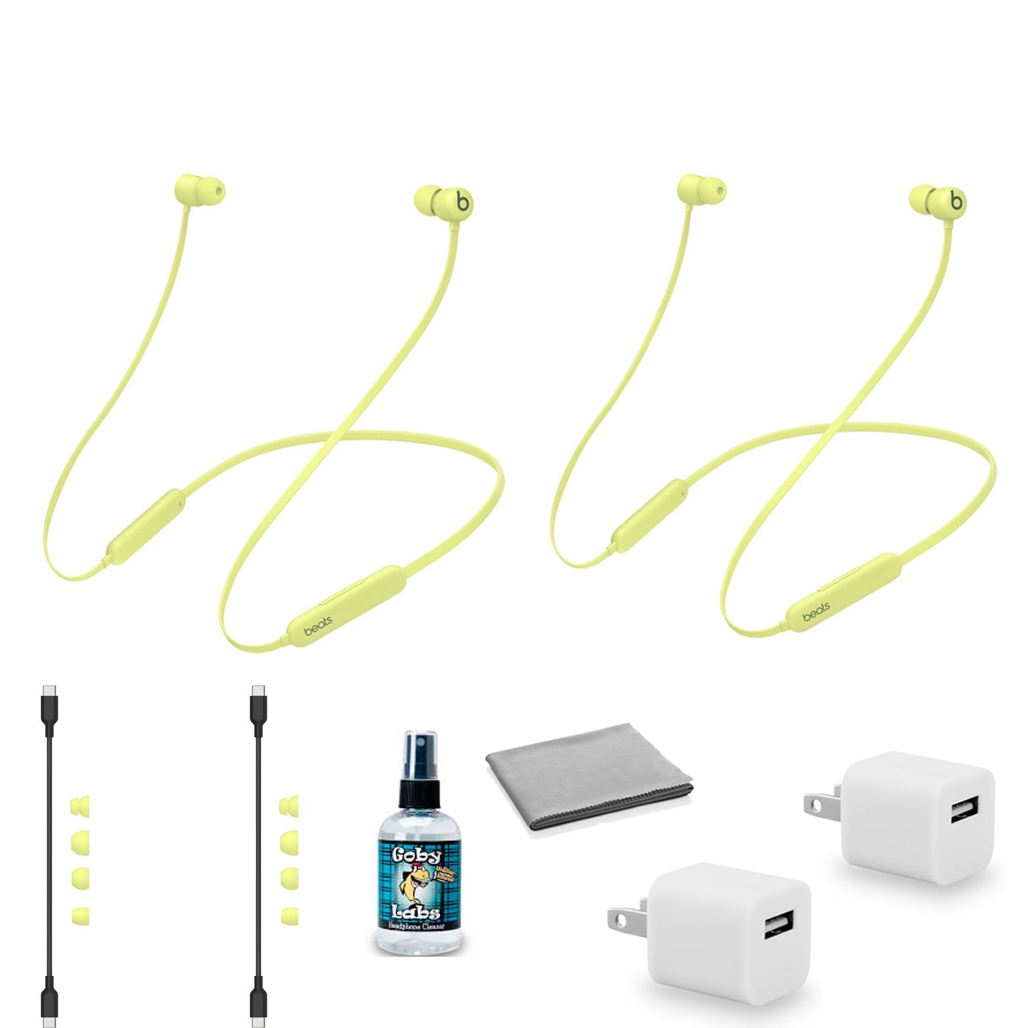 Beats by Dr. Dre Beats Flex Wireless In-Ear Headphones 2-Pack (Yuzu Yellow) MYMD2LL/A with Headphone Cleaner + More