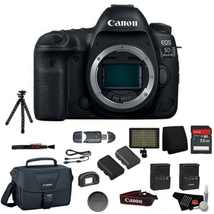 Canon EOS 5D Mark IV Full Frame Digital SLR Camera Body - Bundle with Tripod + LED Light + 32 GB Memory Card + More Int - Used Canon