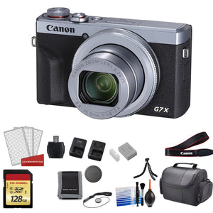 Canon PowerShot G7X Mark III Camera Silver with 2x 64GB Memory Cards + More