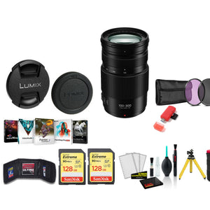 Panasonic Lumix 100-300mm f/4-5.6 II POWER O.I.S. Lens with 2x 128GB Memory Cards International Model Panasonic
