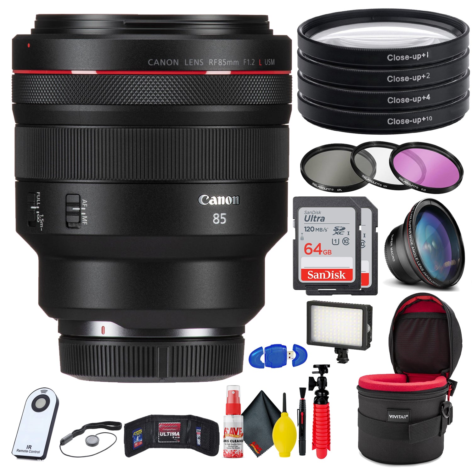 Canon RF 85mm f/1.2L USM Lens Bundle with 2 64GB SD Cards