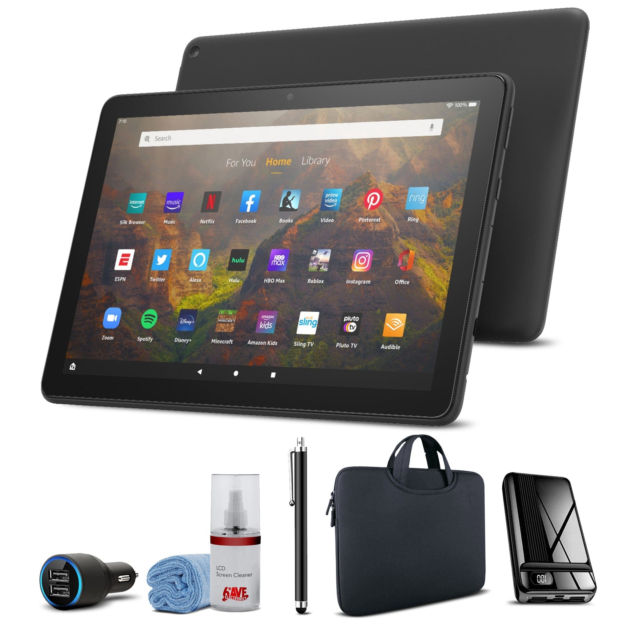 Amazon Fire HD 10 32GB 10.1" Tablet 2021 - Bundle with Travel Accessories -