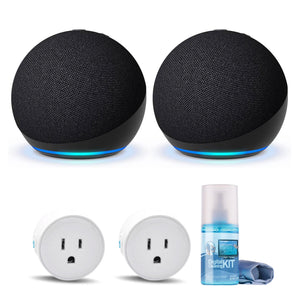 2-Pack Amazon Echo Dot 5th Gen, 2022 Release Charcoal with accessories