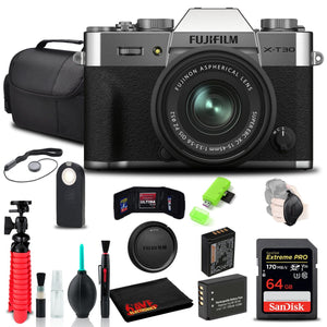 FUJIFILM X-T30 II Camera + 15-45mm Lens SR + 64GB SD Card + Extra Battery