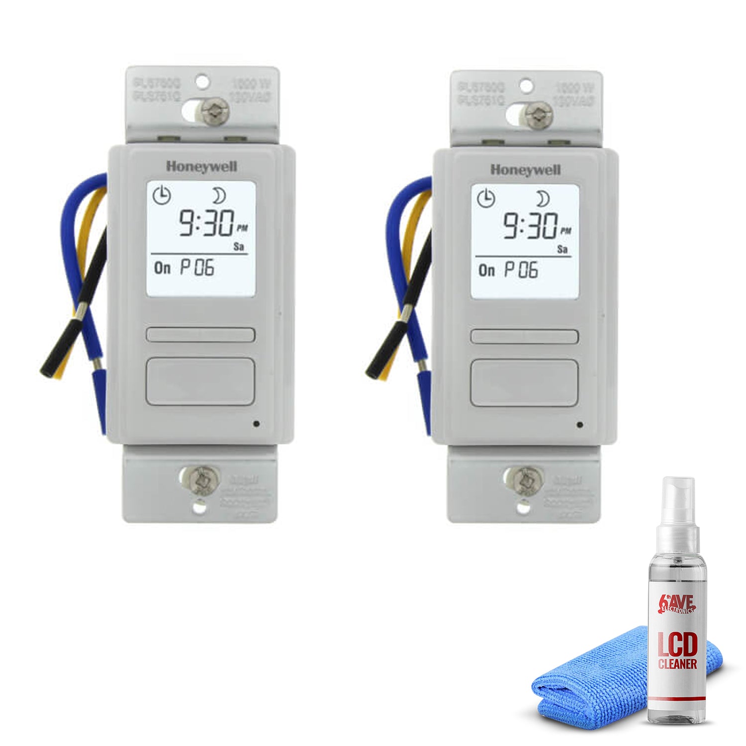 2-Pack Honeywell Timer Switch with Sunrise Sunset Single or 3 Way + LCD Cleaner