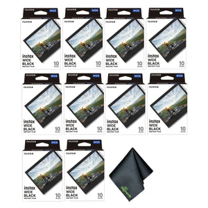Fujifilm Instax Wide Black Instant Film 100 Exposures + Microfiber Cleaning Cloth Fujifilm