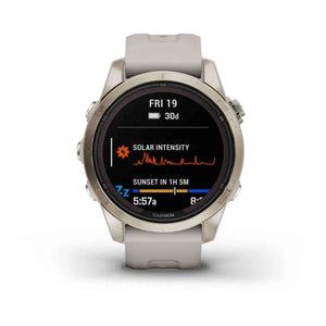 Garmin Fenix 7S Pro Solar Edition Sapphire, Soft Gold with Light Sand Band