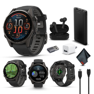 fenix 8 43mm AMOLED Sapphire Carbon Gray DLC Titanium with Black Gray Silicone