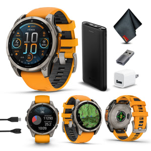 fenix 8 – 47 mm, AMOLED, Sapphire, Titanium with Spark Orange/Graphite Silicone Band Garmin