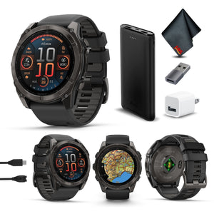 fenix 8 51mm AMOLED Sapphire Carbon Gray DLC Titanium with Black Gray Silicone Garmin