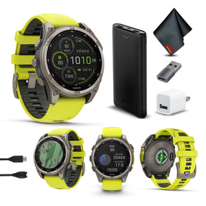 fenix 8 – 47 mm, Solar, Sapphire, Titanium with Amp Yellow/Graphite Silicone Garmin